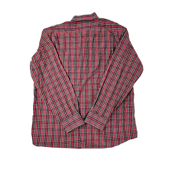 Tommy Hilfiger XL Plaid button collar Long Sleeve Button Up Mens Shirt red green - Picture 3 of 4